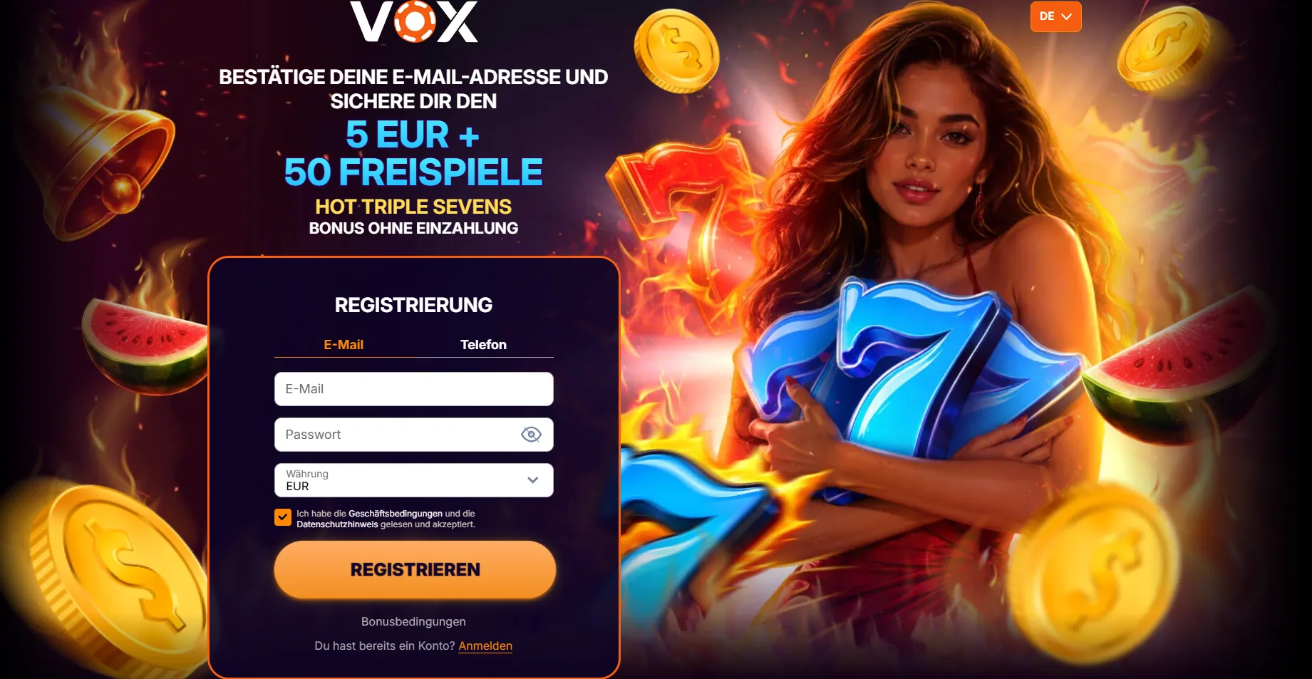 Vox Casino 5 EUR + 50 FS